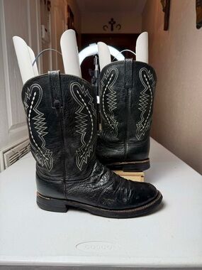 Lucchese 2000 Full Quill Ostrich Cowboy Boots Mens 11.5 D Black Cherry Vintage